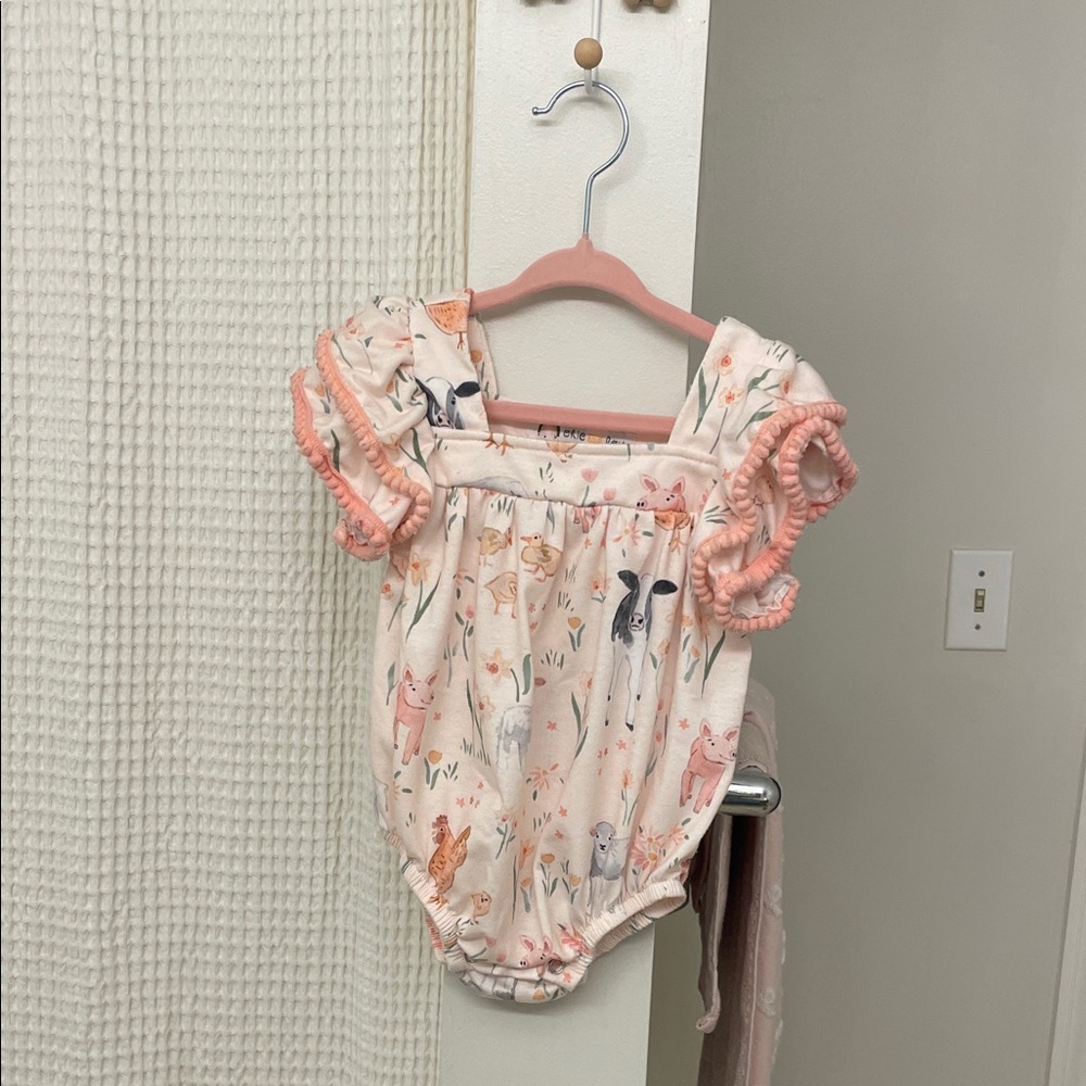Farm House Boutique Baby Bubble with Ruffle Sleeves